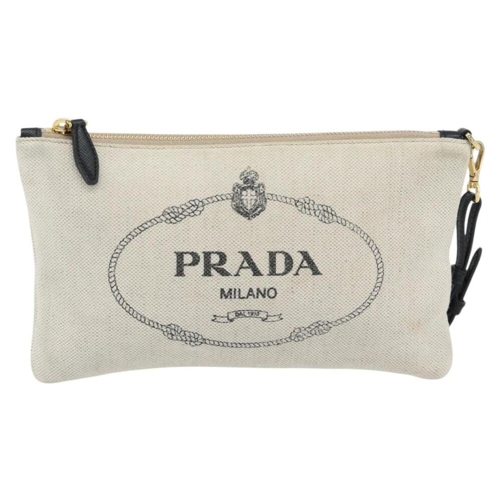 Prada Canvas Canapa Pouch 1NH018 White